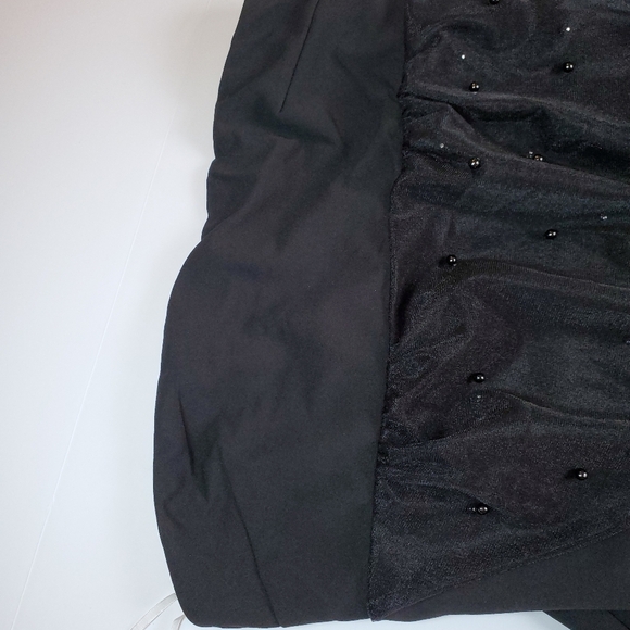 NWOT Lulus Elegant Indication Black Mesh Pearl One-Shoulder Midi Dress Sz L - Picture 9 of 15